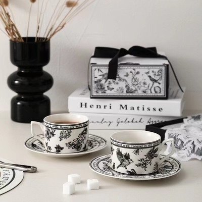 Add a Pop of Color to Your Gifts with this French Retro Style Coffee Cup and Plate Set