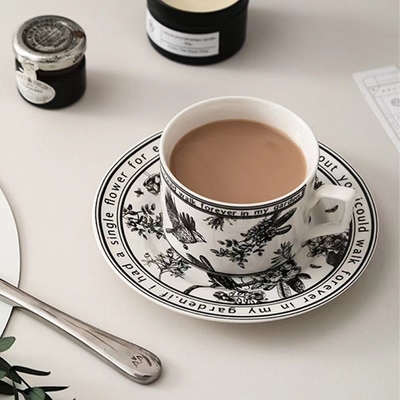 Add a Pop of Color to Your Gifts with this French Retro Style Coffee Cup and Plate Set