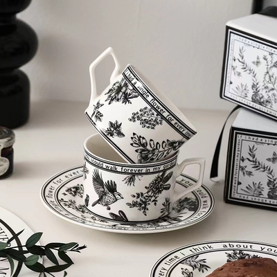 Add a Pop of Color to Your Gifts with this French Retro Style Coffee Cup and Plate Set