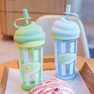 Ice Cream Straw Cup Creative Trend Large Capacity Water Cup for Employee Appreciation