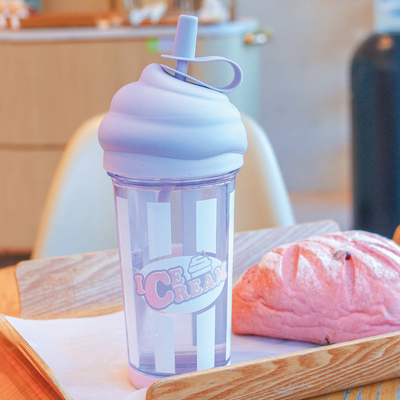 Ice Cream Straw Cup Creative Trend Large Capacity Water Cup for Employee Appreciation