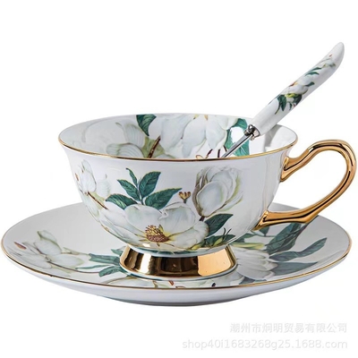 European Coffee Cup Set Bone Porcelain Flower Tea Cup Ceramic for Chic Usage Scenarios