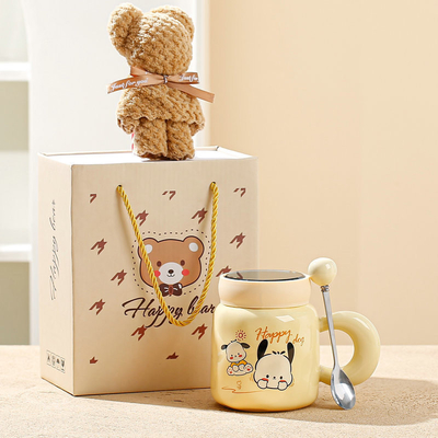 Silk Screen Printed Mug Set Ceramic Colorful Graphics Design Perfect for Any Occasion