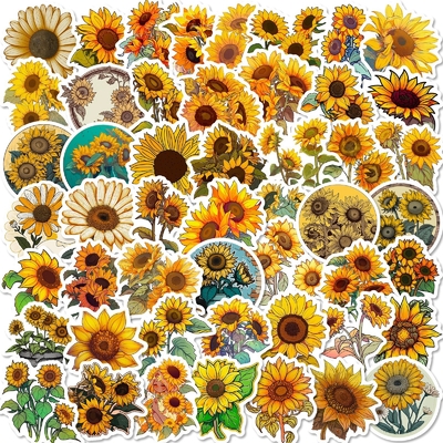 Creative Sunflower Puffy Stickers for Children's Stationery Box Decoration Map No. 0202