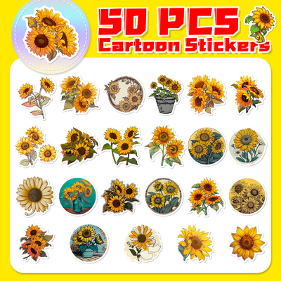 Creative Sunflower Puffy Stickers for Children's Stationery Box Decoration Map No. 0202