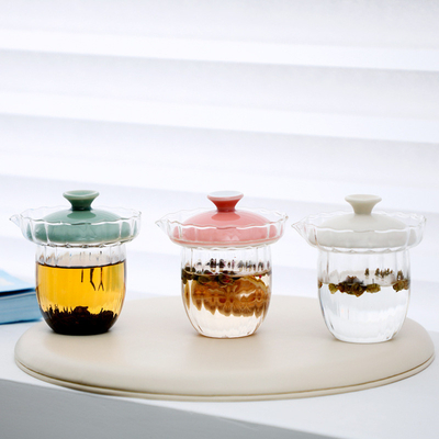 Hotel and Resort Sakura Pink Glass Travel Tea Set Portable Tea Bag One Pot Two Cups Goddess Day Souvenir Gifts