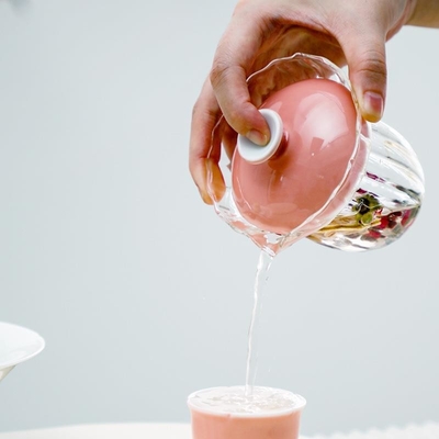 Hotel and Resort Sakura Pink Glass Travel Tea Set Portable Tea Bag One Pot Two Cups Goddess Day Souvenir Gifts