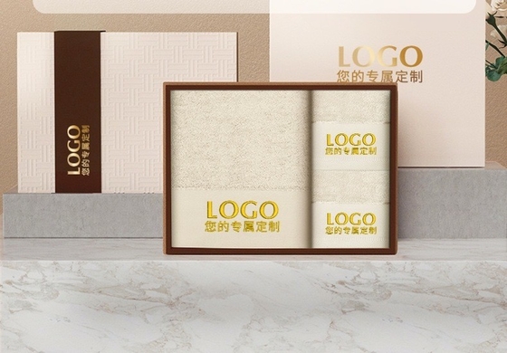 Three-Piece Towel and Bath Towel Set in Gift Box Custom Printed Logo Group Purchase