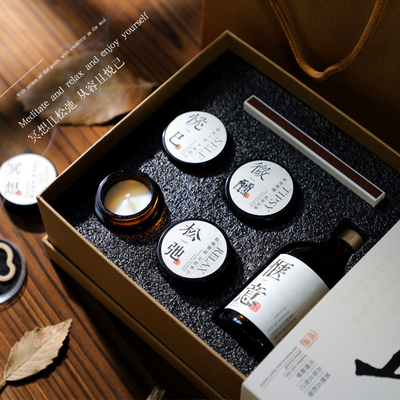 National Style Candle Gift Box 4 Scented Candles Essential Oil Match and Fiber Stick