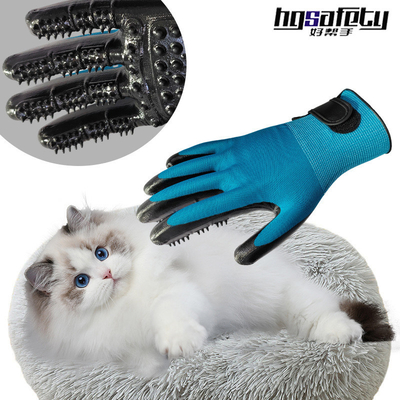 Pet Hair Removal Gloves with Metal Tips Blue Massage Clean and Remove Floating Hair