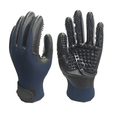 Pet Hair Removal Gloves with Metal Tips Blue Massage Clean and Remove Floating Hair
