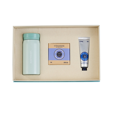 C Lock Thermos Mug L'Occitane Soap Hand Cream Set Ideal for Hotel and Resort Guests