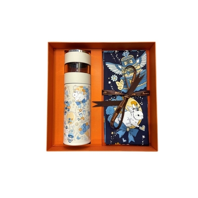 April Fool's Day Gift Box Silk Towel Tea Separation Thermos Cup Set for Travel Agency