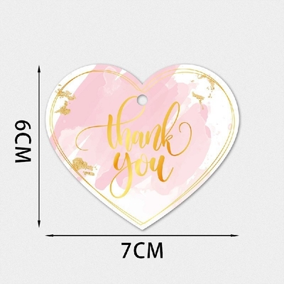 Heart-Shaped Perforated Thank You Card on English Copperplate Paper for Gift Packaging