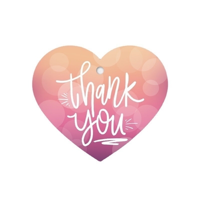 Heart-Shaped Perforated Thank You Card on English Copperplate Paper for Gift Packaging
