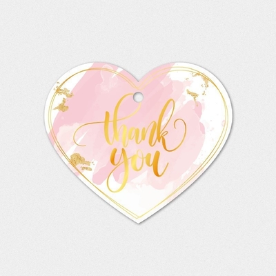 Heart-Shaped Perforated Thank You Card on English Copperplate Paper for Gift Packaging
