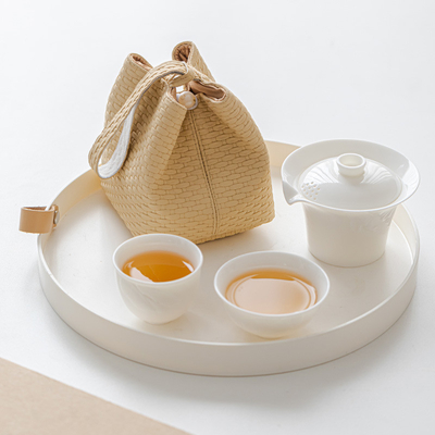 Customizable White Porcelain Banana Leaf Embossed Tea Set Perfect for April Fool's Day