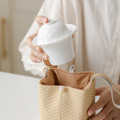 Customizable White Porcelain Banana Leaf Embossed Tea Set Perfect for April Fool's Day