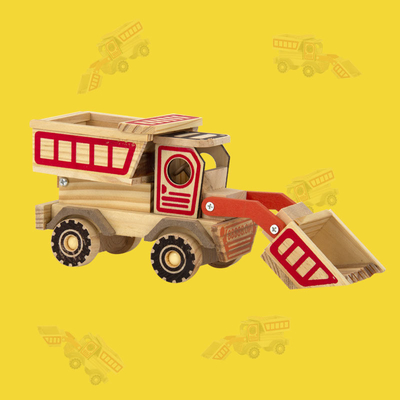 Travel Agency Decor Essential Handmade Wooden Bulldozer Model with 2 Color Print