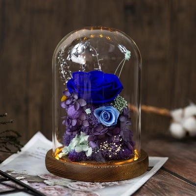 Elegant Eternal Flower Finished Rose Glass Cover Gift Box for Practical Birthday Gift