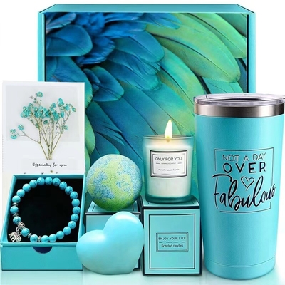 2 Color Printed Blue Gift Set Aromatherapy Candle Bath Ball for Festival Mother's Day