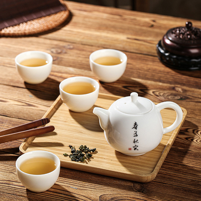 Elegant Dragon Boat Festival Souvenir Portable Tea Set with Pot Cups Tray Towel and Bag