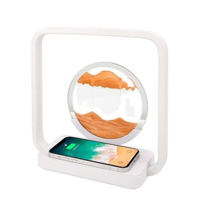 Wireless Charging LED Light USB Touch 3 Color Flowing Sand Painting Table Lamp for Unique Gift