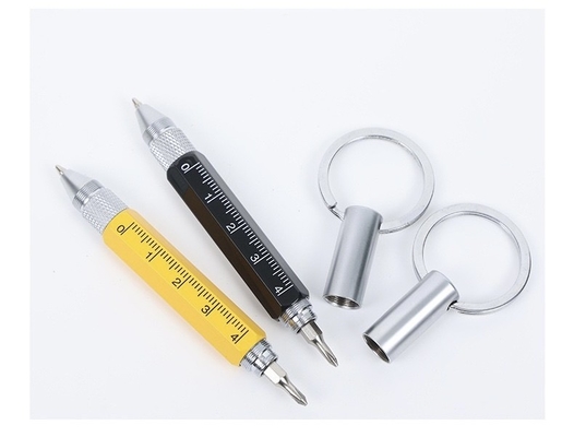 Copper Keychain Tool Pen with Digital Printing Ruler Ballpoint Pen and Screwdriver Pen