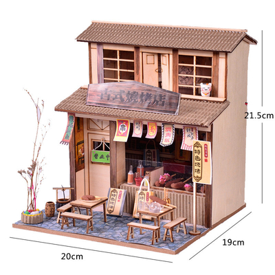 Hotel and Resort Chinese Style Retro DIY Cottage Barbecue Shop Attic Assembly Model Creative Handmade Gifts