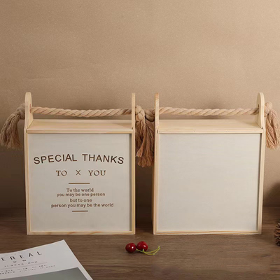 Novelty Gifts End Wooden Basket Carrying Case with Hemp Rope and Graduation Occasion