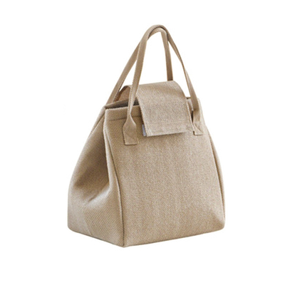 Large Capacity Jute Lunch Handbag with Aluminum Foil Insulation and Customer's Logo