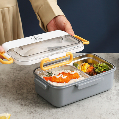 Custom Logo 304 Stainless Steel Split Bento Box with Water Heating and Tableware Ideal