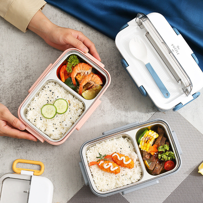 Custom Logo 304 Stainless Steel Split Bento Box with Water Heating and Tableware Ideal