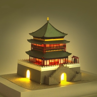 Xi'an Bell Tower 3D Paper Sculpture Puzzle for Brain Moving Cultural and Creative Gift