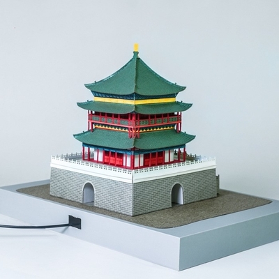 Xi'an Bell Tower 3D Paper Sculpture Puzzle for Brain Moving Cultural and Creative Gift