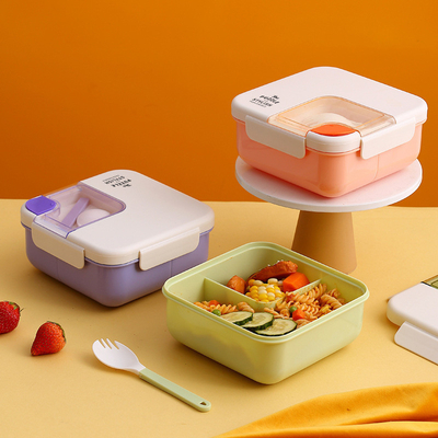 Organize Your Meals in Style Portable Square Plastic Divided Lunch Box for Employee Gifts