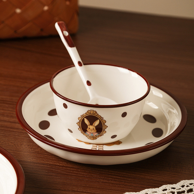 Easter Occasion Vintage Rabbit Ceramic Tableware Set with UV Printing Techniques