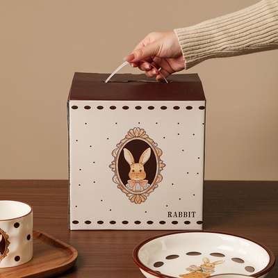 Easter Occasion Vintage Rabbit Ceramic Tableware Set with UV Printing Techniques