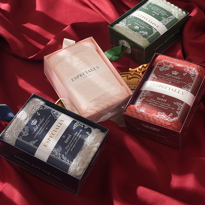 Customized Size Light Luxury Coral Plush Towels Multi Style Soft Square Towels Presentation Gift Set