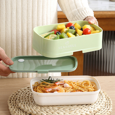 Job Fair Small Gift Office Products 2 Color Graphics Printing Double-Layer Lunch Box