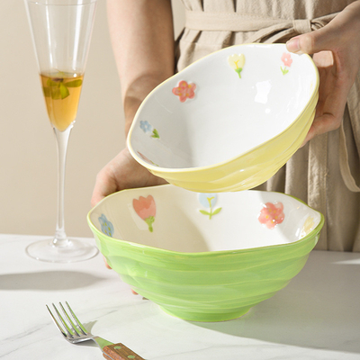 7-inch Ceramic Noodle Bowl for Household Tableware Event Gift and Silk Screen Printing