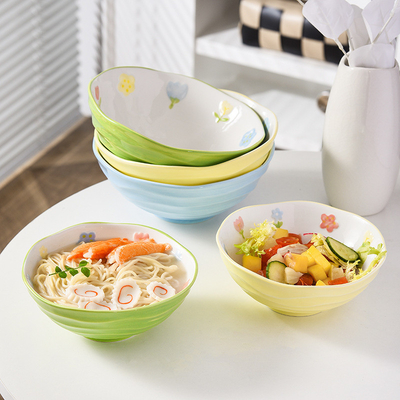 7-inch Ceramic Noodle Bowl for Household Tableware Event Gift and Silk Screen Printing