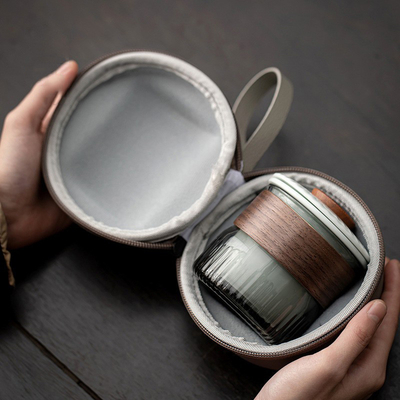 Presentation Gift Set Dongli Travel Express Cup Set Portable Round Bag One Pot Three Cup Business Tea Set Gift
