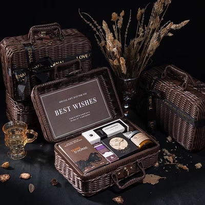 Hotel and Resort Business Gift Set Coffee Vine Basket with 1 Color Graphics Printing
