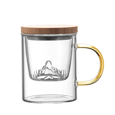High Borosilicate Glass Cup Guanshan Bamboo and Wood Tea Cup Set for Business Giveaways