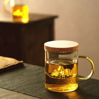High Borosilicate Glass Cup Guanshan Bamboo and Wood Tea Cup Set for Business Giveaways