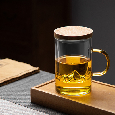 High Borosilicate Glass Cup Guanshan Bamboo and Wood Tea Cup Set for Business Giveaways