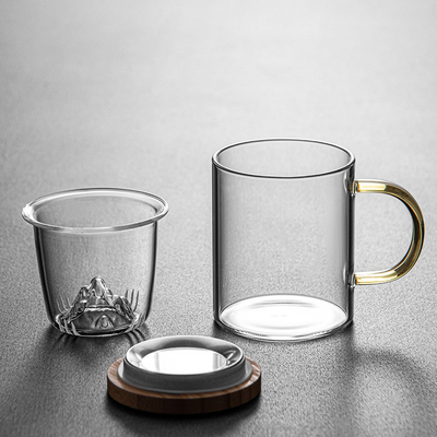 High Borosilicate Glass Cup Guanshan Bamboo and Wood Tea Cup Set for Business Giveaways