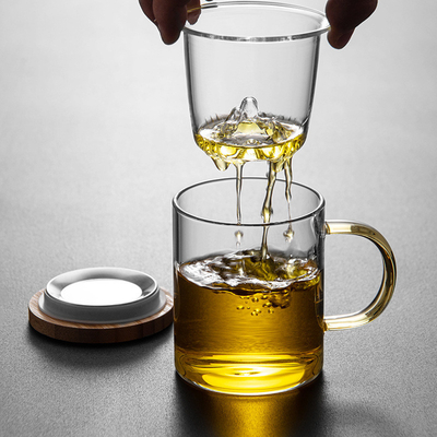 High Borosilicate Glass Cup Guanshan Bamboo and Wood Tea Cup Set for Business Giveaways