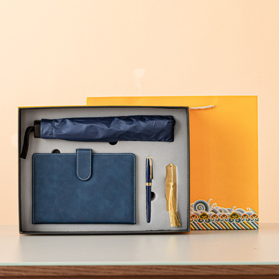 Four Piece Business Gift Set Notebook Pen Bookmark and Umbrella with Customized Logo